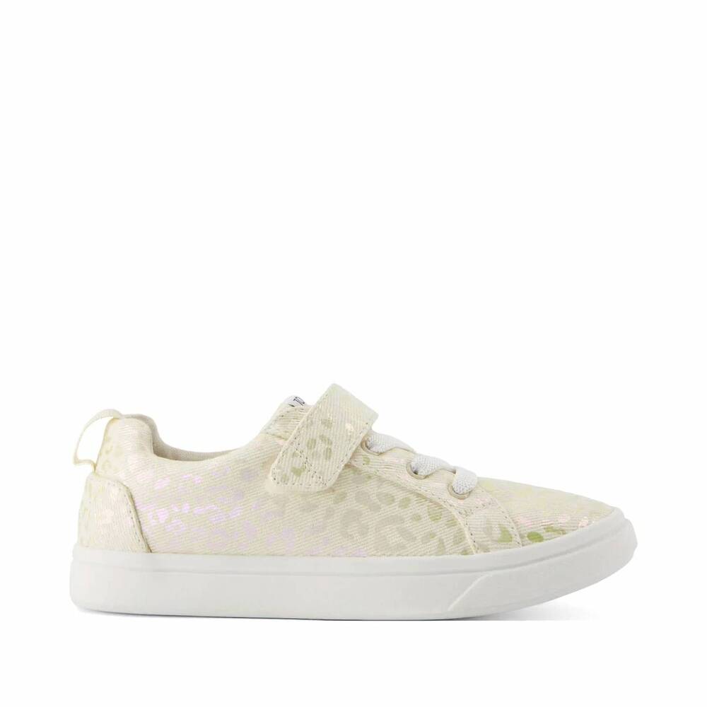 NEW TOMS girls cruz lace-up sneaker in natural iridescent leopard